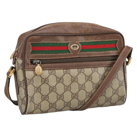 GUCCI GG Supreme Web Sherry Line Shoulder Bag PVC Beige Green Red - Picture 1 of 16